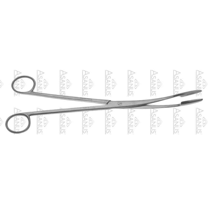 Зажими, хірургічні, для спонжів та операційної білизни, "Maier", вигнуті, без кремальєри, загальна довжина 265 мм. Бренд - Asanus Medizintechnik Gmb, Німеччина